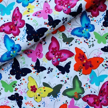 

Cotton Woven Fabric - butterfly and star