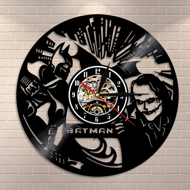 Творческий Бэтмен Джокер настенные часы современный дизайн декоративный Мальчики номер Искусство Винтаж винил часы-пластинка стены домашние декоративные часы - Цвет: Type 5