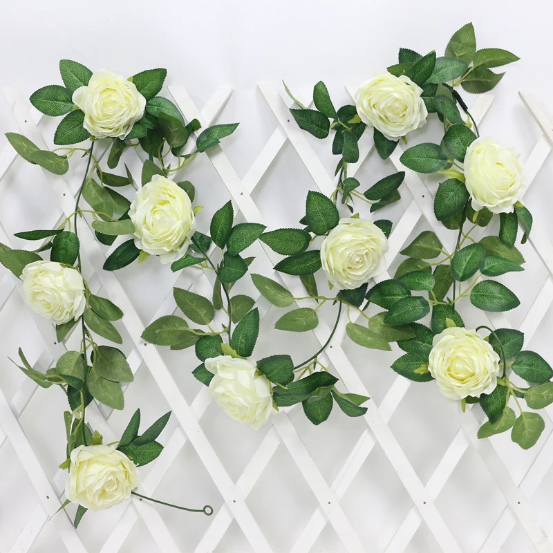 JAROWN Artificial 2m Multi Flower High Quality Rose Vine Fake Flower European Rose Home Wall Hanging Rattan Wedding Decor Flores (55)