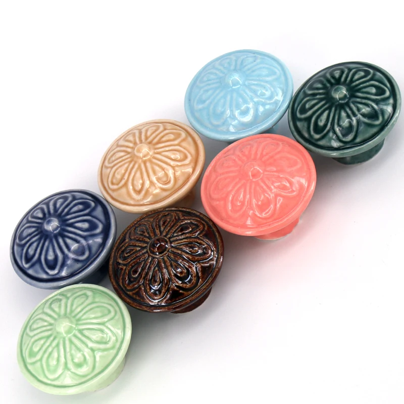 

6PCS Ceramic Knobs Kids Dresser Drawer Pulls Handles Colorful Kitchen Cabinet Knobs Pull Handle