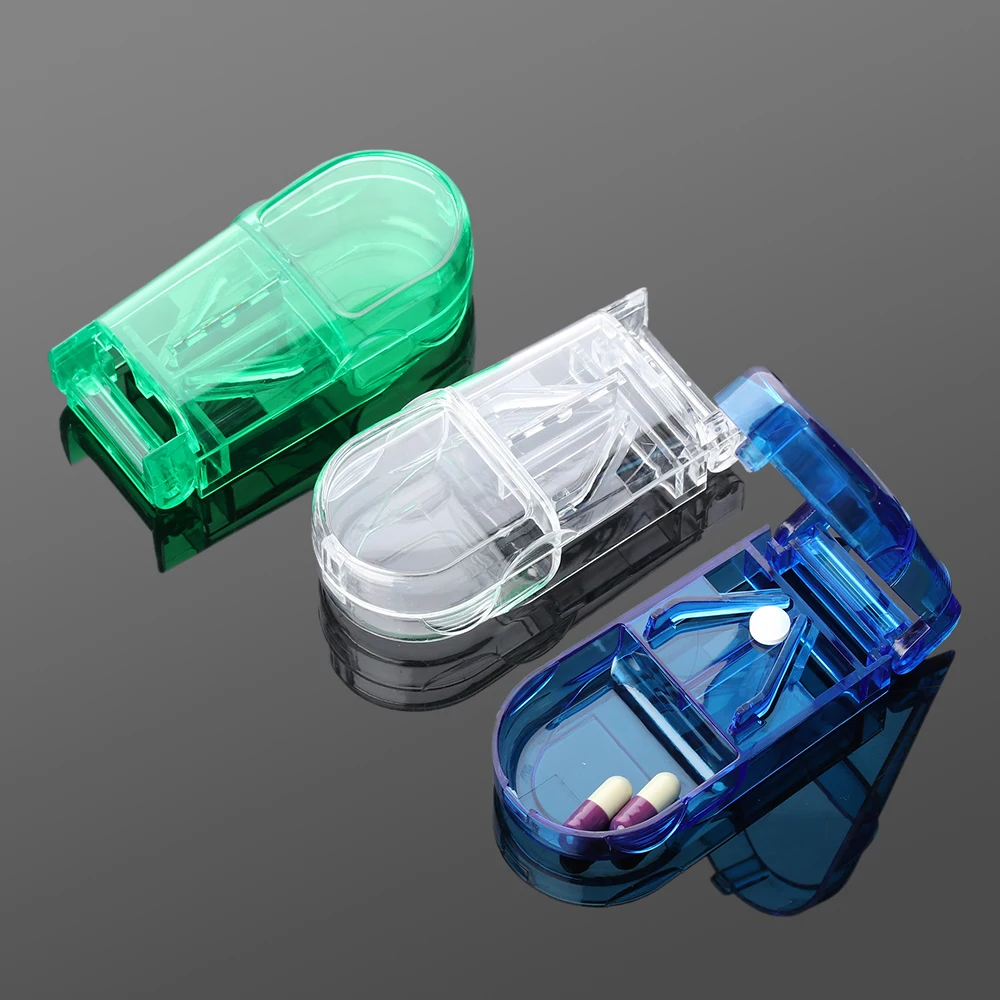 

1PC Pill Cutter Splitter Half Storage Compartment Box Medicine Tablet Holder Divider Container Portable Makeup Tools
