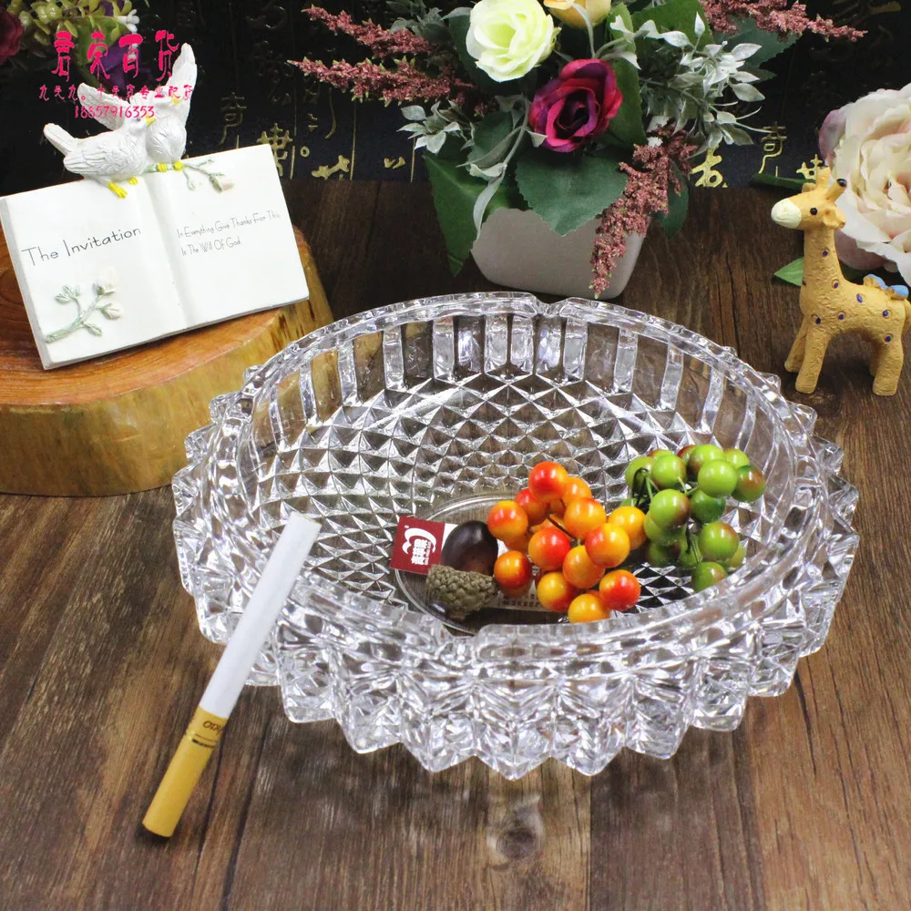 wholesale high grade round glass ashtray crystal large scale office