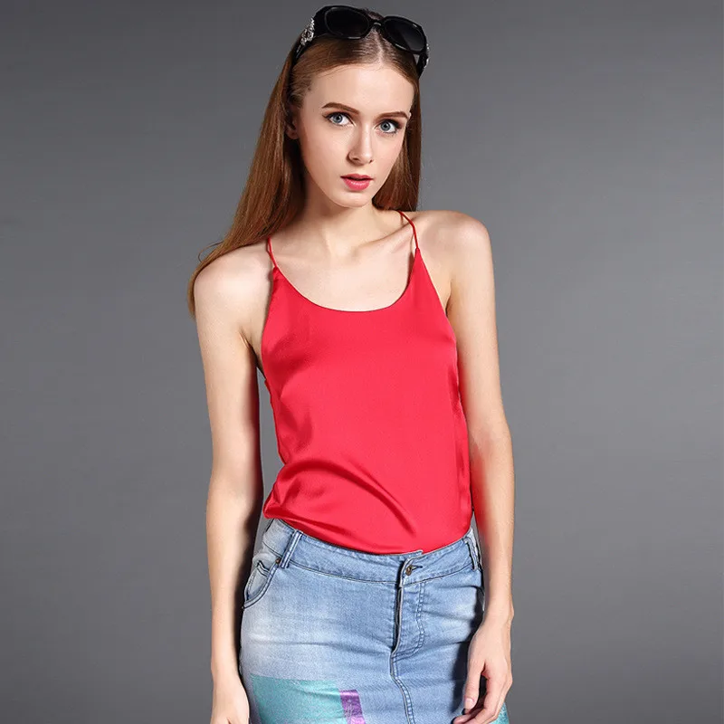 Silk Halter Top Women Camisole 2017 Summer Style Sexy Sleeveless Vest Slim White Crop Top Women Camis Roupas Femininas 3XL24