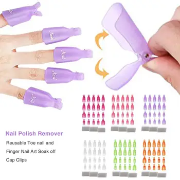 

Nail Remover Clips Pack of 20 Reusable Toe nail and Finger Nail Art Soak off Cap Clips UV Gel Polish Remover Wrap Nail Tool