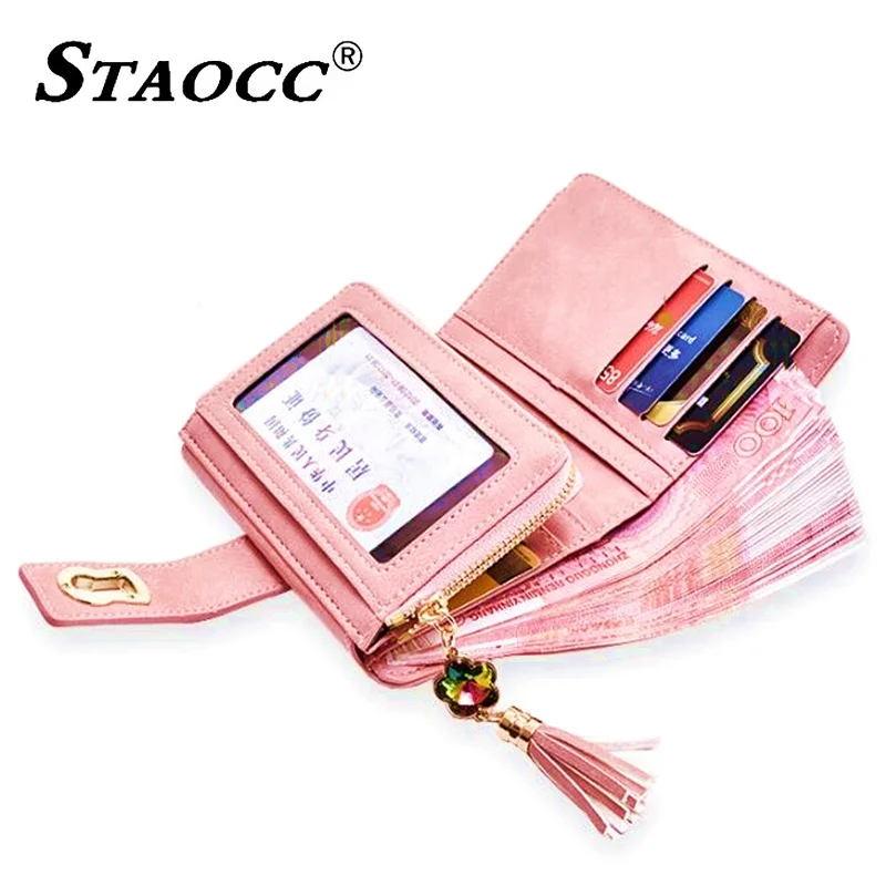

Small Wallet Women Zipper Lock Tassel Coin Purse Female Purse Large Capacity Card Holder Multi-function Ladies Wallets Short