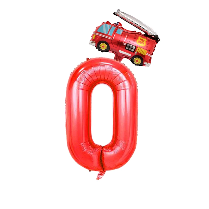 2 шт. мини самолет пожарная машина фольги Воздушные шары 32 дюйма Красный номер воздушные шары 1 2 3 4 5 6 7 8 9 лет День рождения украшения детские игрушки - Цвет: fire truck 0