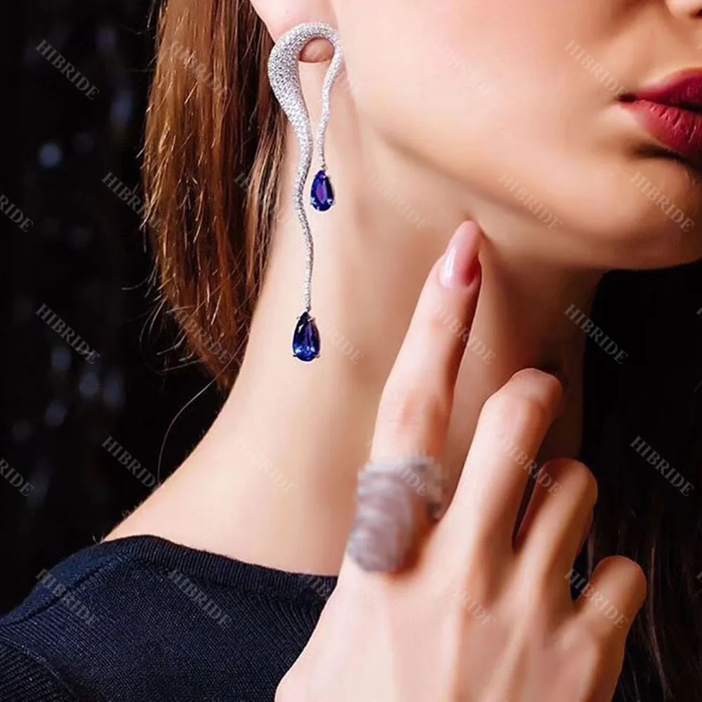 HIBRIDE Elegant Water Drop AAA CZ Drop Earrings Women Engagement Party Bridal Wedding Earrings High Quality Jewelry Bijoux E-532