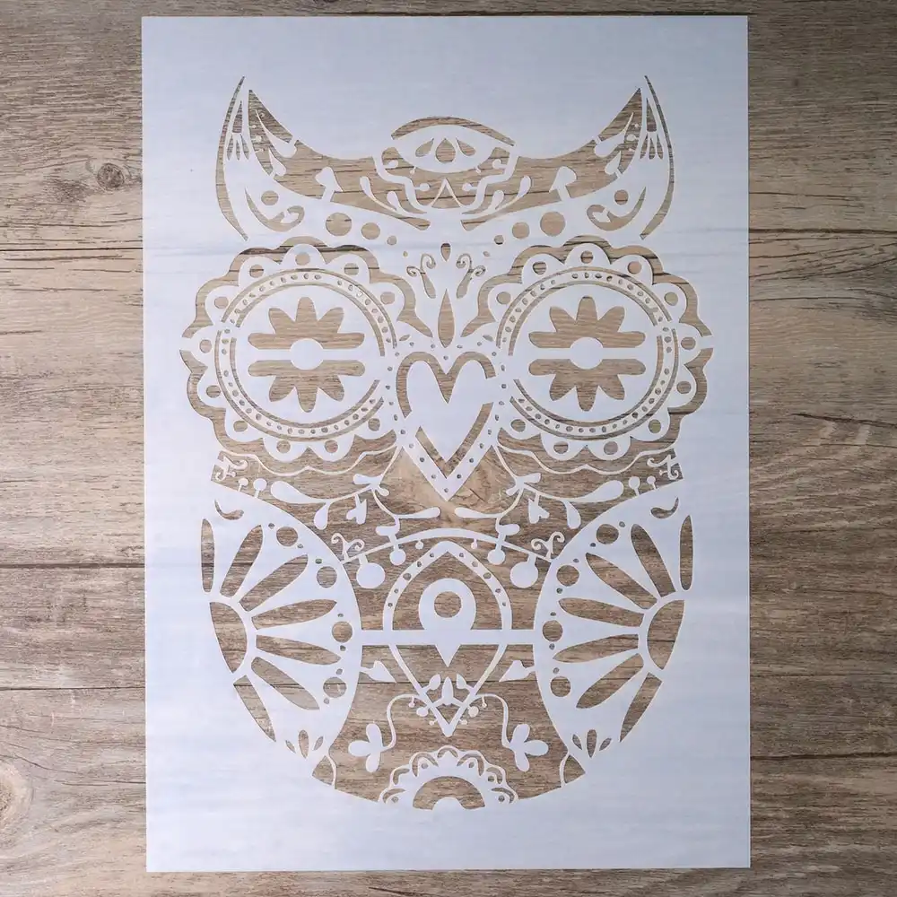 A4 Diy Zanaat Katmanli Baykus Mandala Sablon Duvarlar Boyama
