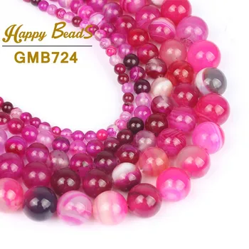 

Natural Stone Magenta Striated Agates Onyx Beads Round Loose Spacer Beads For DIY Making Bracelet Necklace Jewelry 6 8 10 12mm