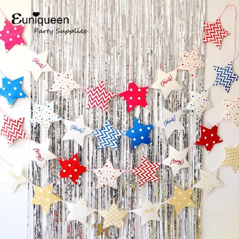 

Star Creative Paper Garland Strings Gold Silver Star Banner Wedding Party Birthday Baby Shower Hanging Decoration