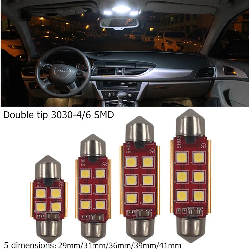

1* 31mm 36mm 39mm 42mm C5W C10W 3030 SMD LED CANBUS NO ERROR Auto Festoon Lamp Interior Dome Lights Car Map Roof Reading Bul