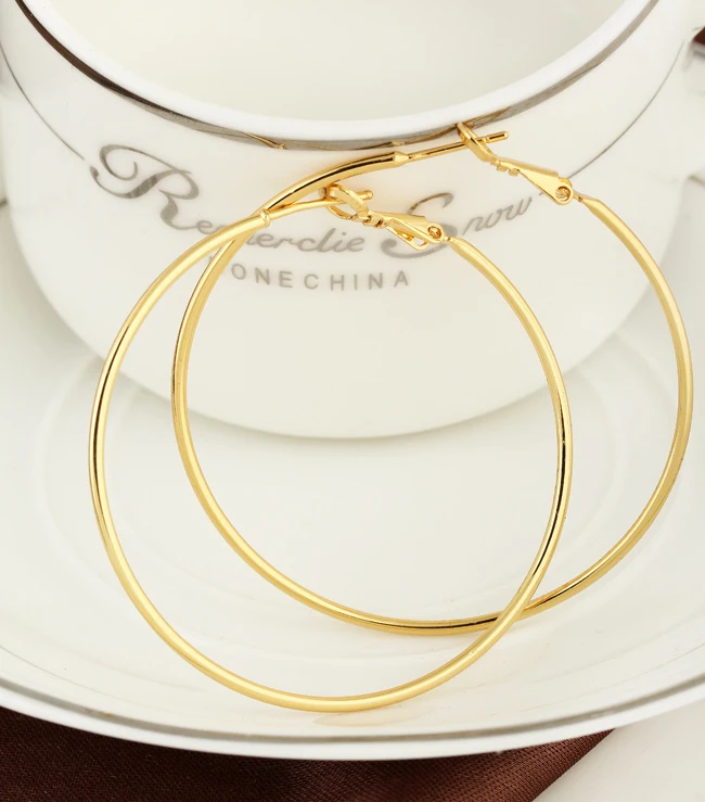 

LEMOER New Fashion 100mm Large Size Exaggerated Gold Silver Color Alloy Big Hoop Earrings For Women 2017 Wholesale Jewelry