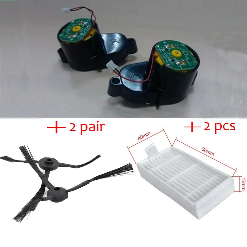 8pcslot side brushes Motors 2(L+R)+Side Brush4(2L+2R)+hepa filter2 for panda X500 vacuum cleaner brush motor (2)