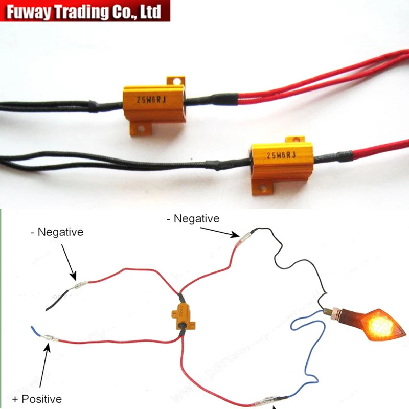 

free shipping!!! 2pcs 25W 6ohm Load Resistors LED Flash Rate Turn Signals Light Indicator Controllers Brake Running Motorcycle