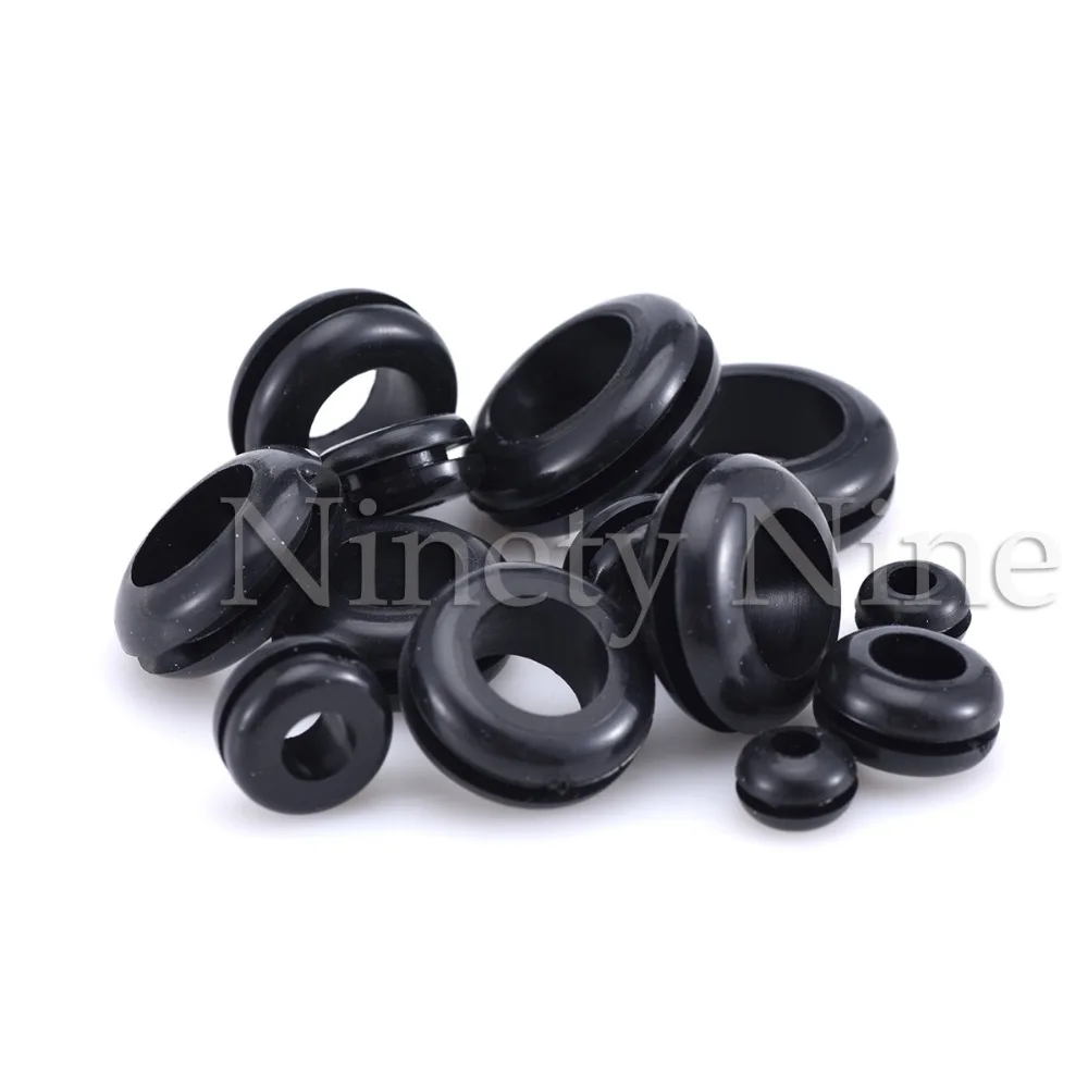 

4-16mm Inside Dia Synthetic Rubber Double-sided O-shaped Grommet Gasket for Wires Automotive Plumbing Set of 200