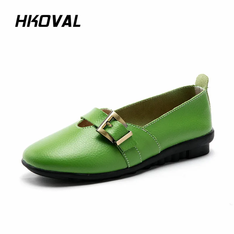 

HKOVAL Women Shoes Sneakers Loafers Genuine Leather Flats Moccasins Spring Autumn Female Casual Ladies Leather Black Footware