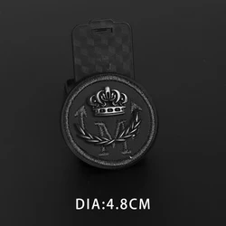 Handcrafted Black 3D Bee & Wolf Embroidered Leather Patch with Crown and Number Metal Appliqué (N3-BT6477)