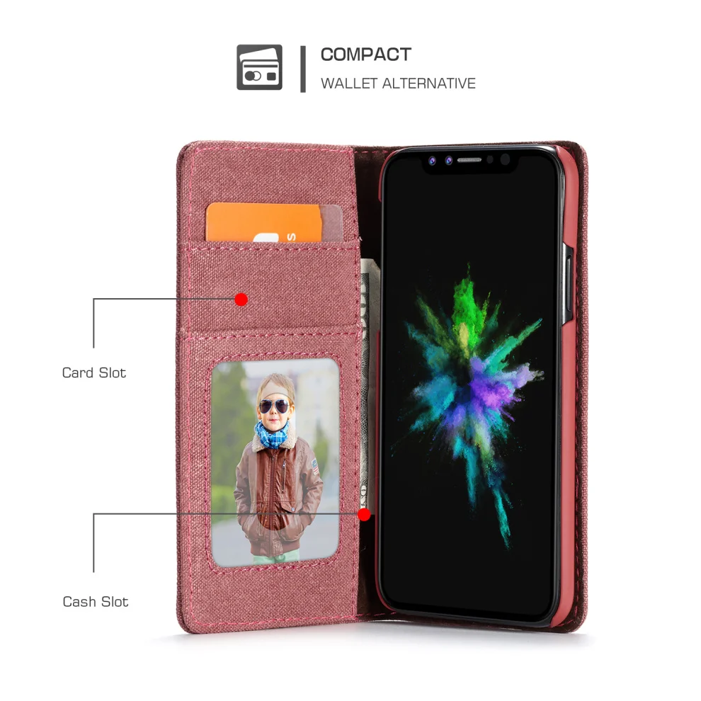 CaseMe прочные ковбойские кожаные и фланелевые чехлы для телефонов iPhone X/XS MAX/XR Магнитный флип-чехол для iPhone XS MAX Case