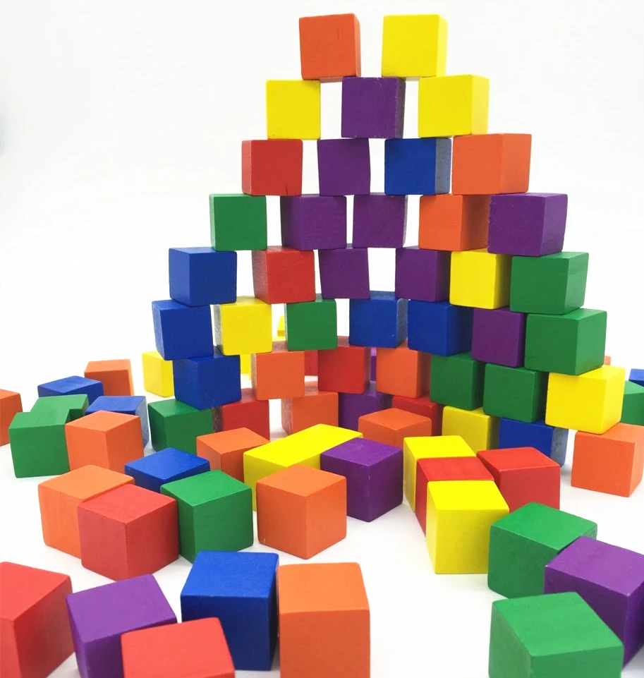 

Ailin Color Wood Cubic Brick Game Piece (Set of 100Pcs) DIY Blocks 2.5cm With Plastic Box Dice Set Toys Wooden Cubes