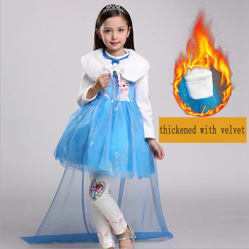 

Halloween costume princess dress anna elsa dress princess skirt party dress long sleeve thickened with velvet