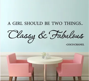 

A girl should be classy and fabulous" English famous quote emovable Vinyl wall decals quote sticker for girls room wall decor