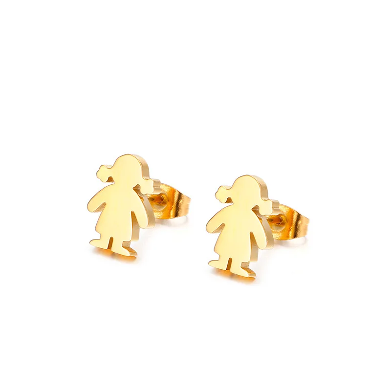 

Fashion Women Men Punk Silver Gold Titanium Steel Zircon Boys Girls People Bear Animal Stud Earrings Pulseras Jewelry