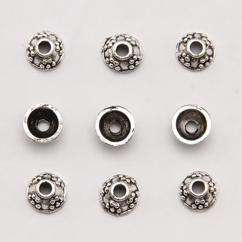 50pcs/lot Tibetan Silver UFO Shape Bottom Beads Caps 7x3mm Handmade Tassels Fringes End Cap Receptacle Charms DIY Jewelry Making | Украшения