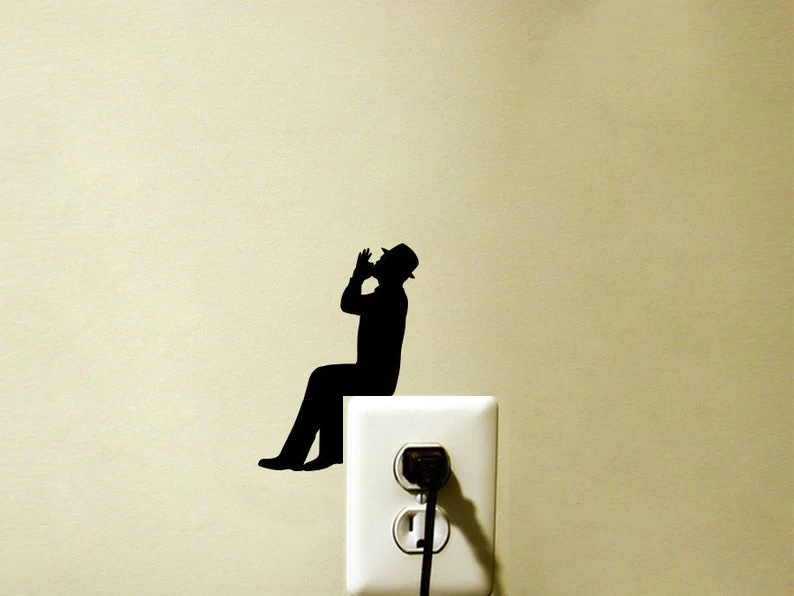 

The Man Harmonica Player Light Switch Velvet Sticker And Music Folk Wall Decal For Home Logo Art Vinyl Decal GA290
