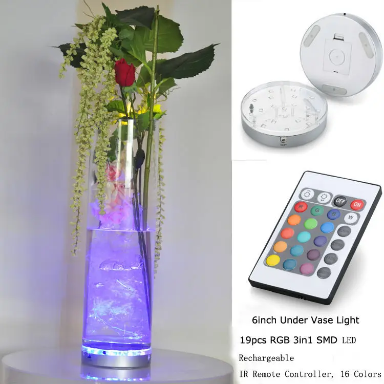 10 шт./лот 6 дюймовый RGB корпус с питанием от батареек украшение под Настольная Ваза