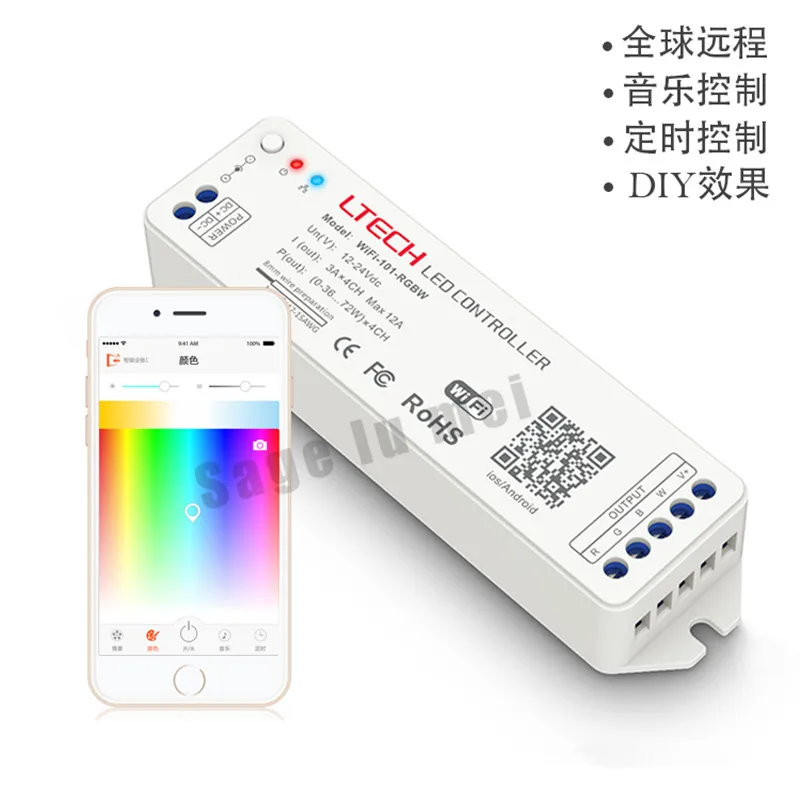 LTECH DC12V 24 V 2,4 г Мини WI-FI RGBW контроллер iOS Android APP WI-FI RGBW led контроллер Беспроводной для rgbw Светодиодная лента с usb-питанием
