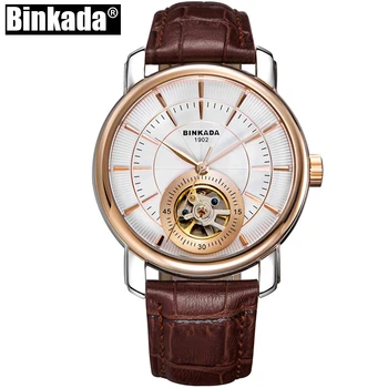 

Fashion Skeleton Tourbillon Mechanical Watch Men Automatic Classic Gold Leather Mechanical Business Wrist Watches Reloj Hombre