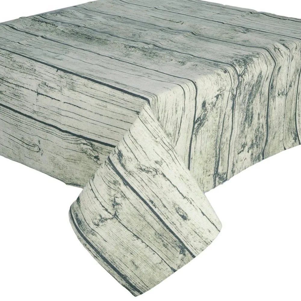 Rectangle Tablecloth Wood Grain Printing Crafts Table Cover Cotton and
