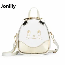 Jonlily Cat Backpack Women Cartoon School Bags For Teenagers Girls PU Leather Women Backpack Brands Mochila Female bag-SLI-321