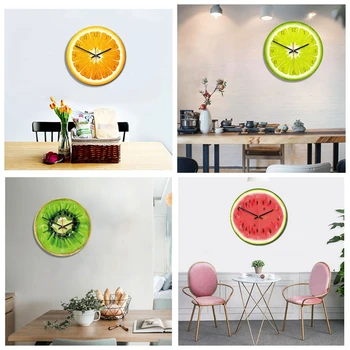 

Fruit Shape Clock Home Decoration Accessories Modern Wall Clock Home European Decor Orange Lime Watermelon Lemon Kiwifruit Style