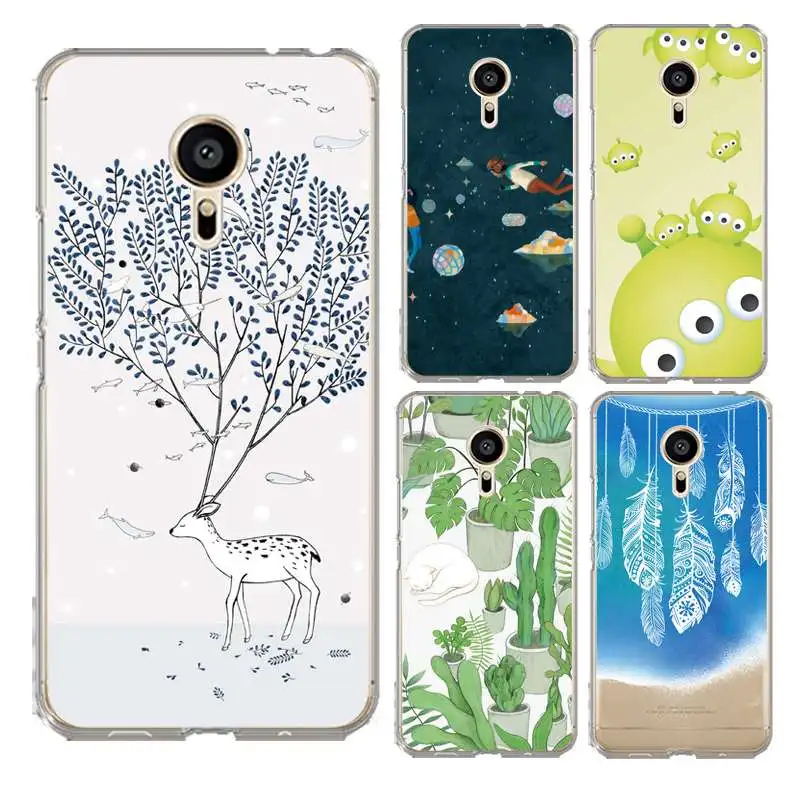 Leaf Soft Clear TPU Phone Case For meilan MX6 pro6 U20 U10 A5 M5 M5S E E2 Tree Deer Silicone Printed Shell Cover Free Shipping | Мобильные