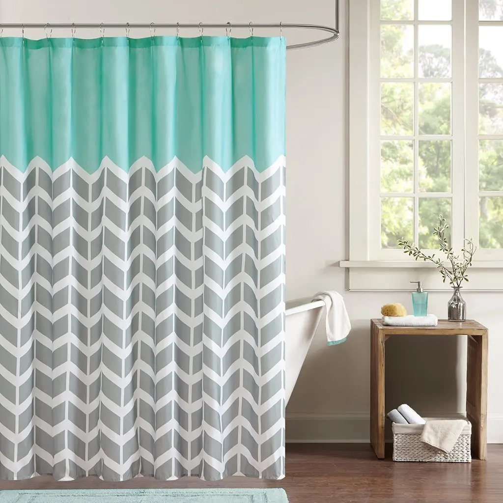 Buy Blue Gray White Chevron Zigzag Pattern Bath