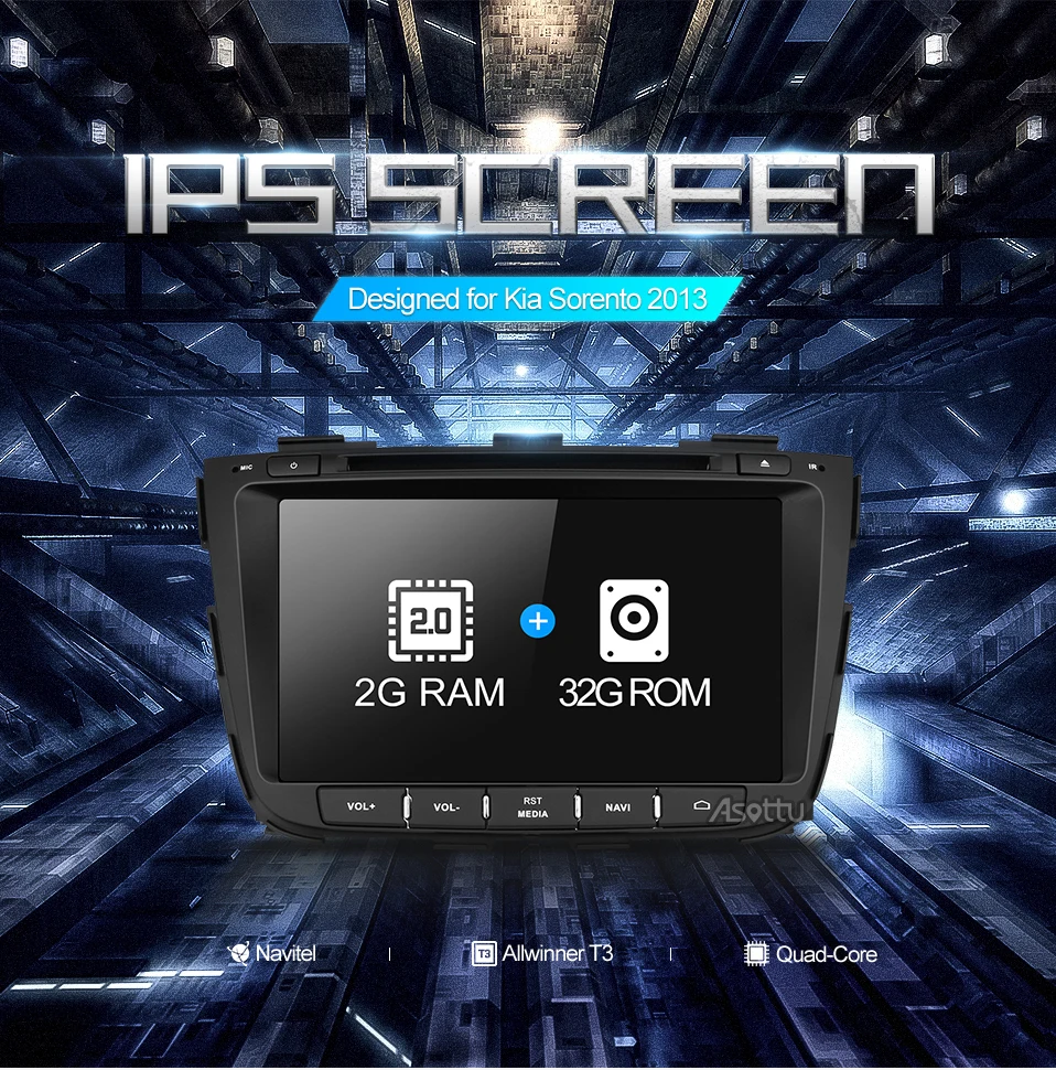 Perfect Asottu Z13SLT8060 Android 8.1 car gps for kia Sorento 2013 2014 dvd car dvd gps player 2 din car stereo player gps naviigation 0