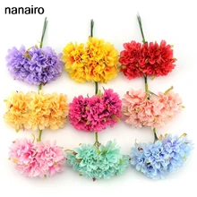 Barato 6Pcs Artesanal Artificial Silk Rose Bouquet Decoração de Casamento Artesanato Acessórios DIY Coroa de Flores de Papel Tissue Flor Falsificada