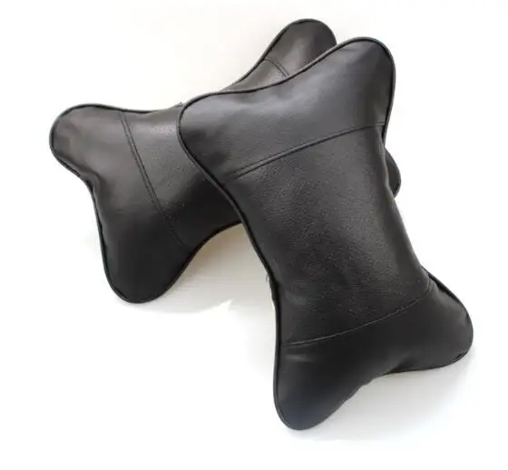 2 Pieces New Arrival Car Neck Pillows Both Side Pu Leather Single Headrest Fit For Most Cars Filled Fiber Universal Pillow | Автомобили и