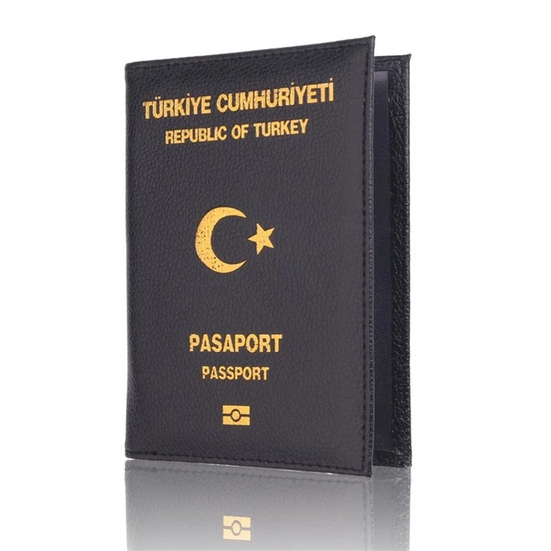 PU кожаный чехол для защиты паспорта милые женские дорожный органайзер для документов для Турции Обложка на паспорт для поездок кошелек - Цвет: Black
