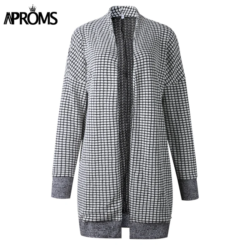 Aproms Elastic Plaid Knitting Long Cardigan Women Winter Sweater Knitted Cardigans Female Soft Casual Outwear Coat Pull Jumper Aproms Elastic Plaid Knitting Long Cardigan Women Winter Sweater Knitted Cardigans Female Soft Casual Outwear Coat Pull Jumper