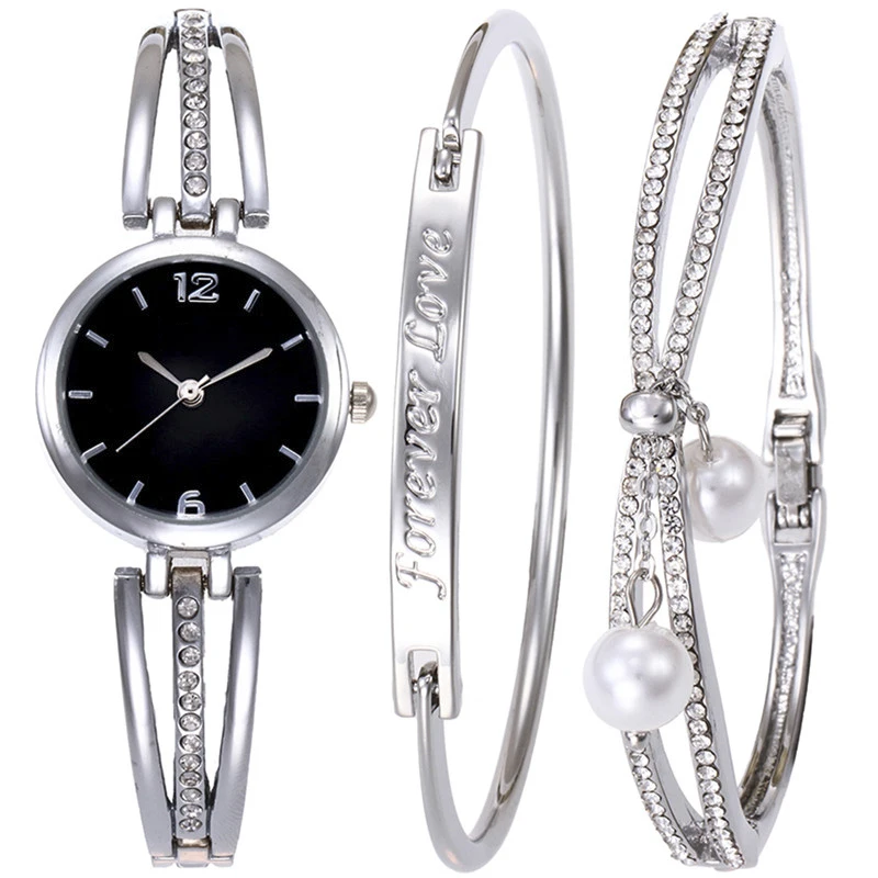 

2018 Luxury Rhinestone Zinc Alloy Bracelet Watch Set For Women Fashion Jewelry And Watches Steel Strip Watch Set Dropshipping