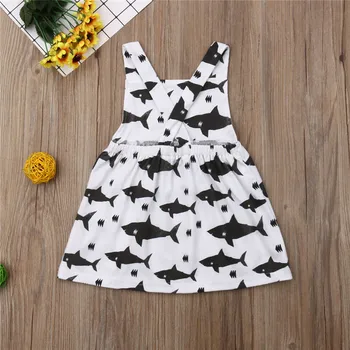 

0-36 Months Baby Girls Dress Cute Shark Print Dress Child Sleeveless Sling Dress Girls Cute 2019 Summer Beach Dress Kids Clothes
