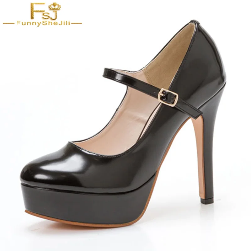 FSJ/Новые осенние классические женские туфли лодочки Mary Janes на платформе черного