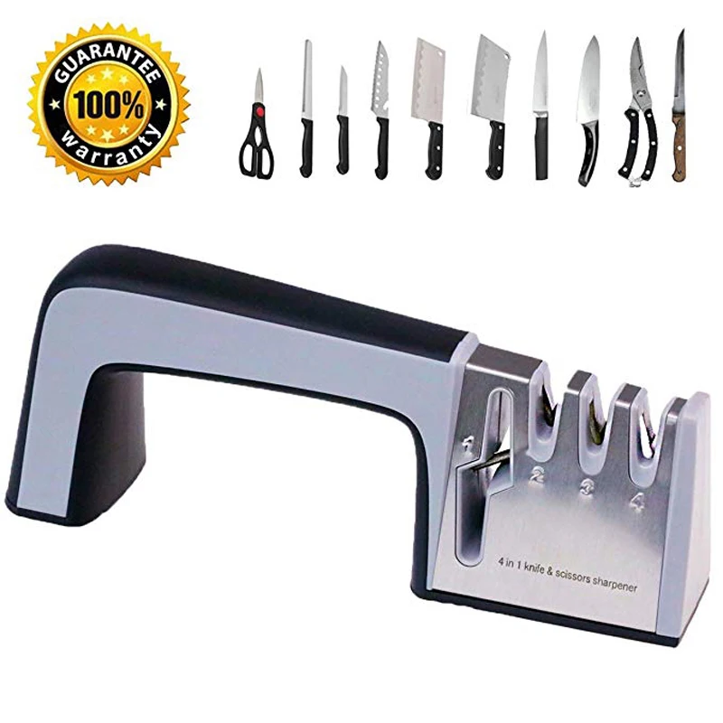 4 in 1 Scissor and Knife Sharpener Stainless Steel Ceramic Sharpening Stone Professional Manual Diamond Sharpener Kitchen Tools 1