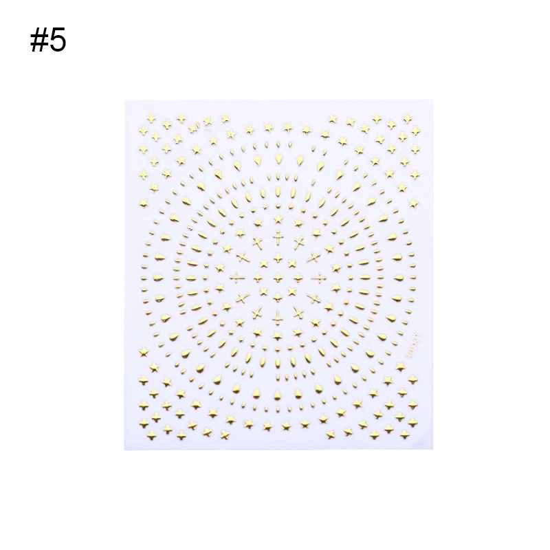 1 лист Золотой Металл 3D наклейки для ногтей самоклеющиеся полосатая форма смешанные узоры переводные наклейки для ногтей украшения - Цвет: 26