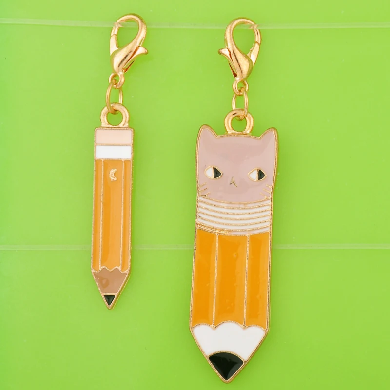 

DIY metal dangle fashion enamel color pen pencil charms with clasp pendants for bracelet/necklace/earring jewelry making charm