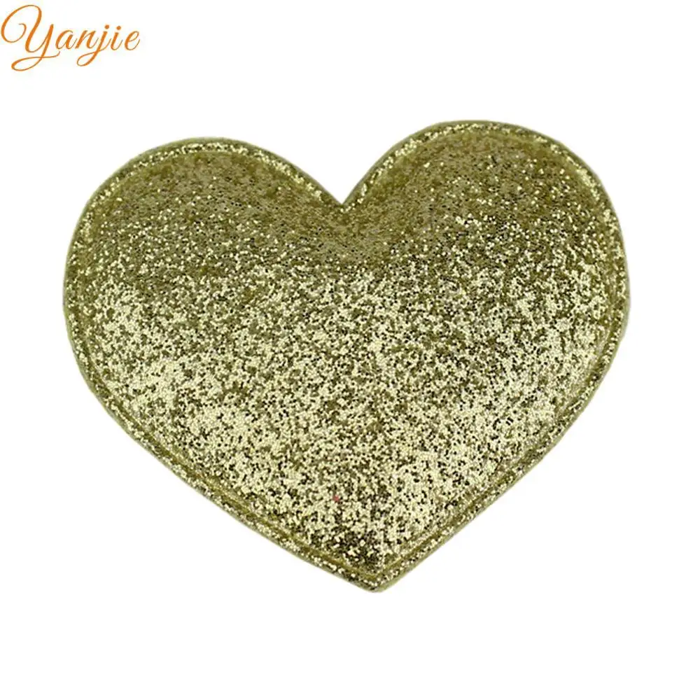 light gold 24 шт./лот, 50 мм, блестящее мягкое сердце для девочек,, День Святого Валентина, сделай сам, аксессуары для волос, украшение для дня рождения - Цвет: light gold