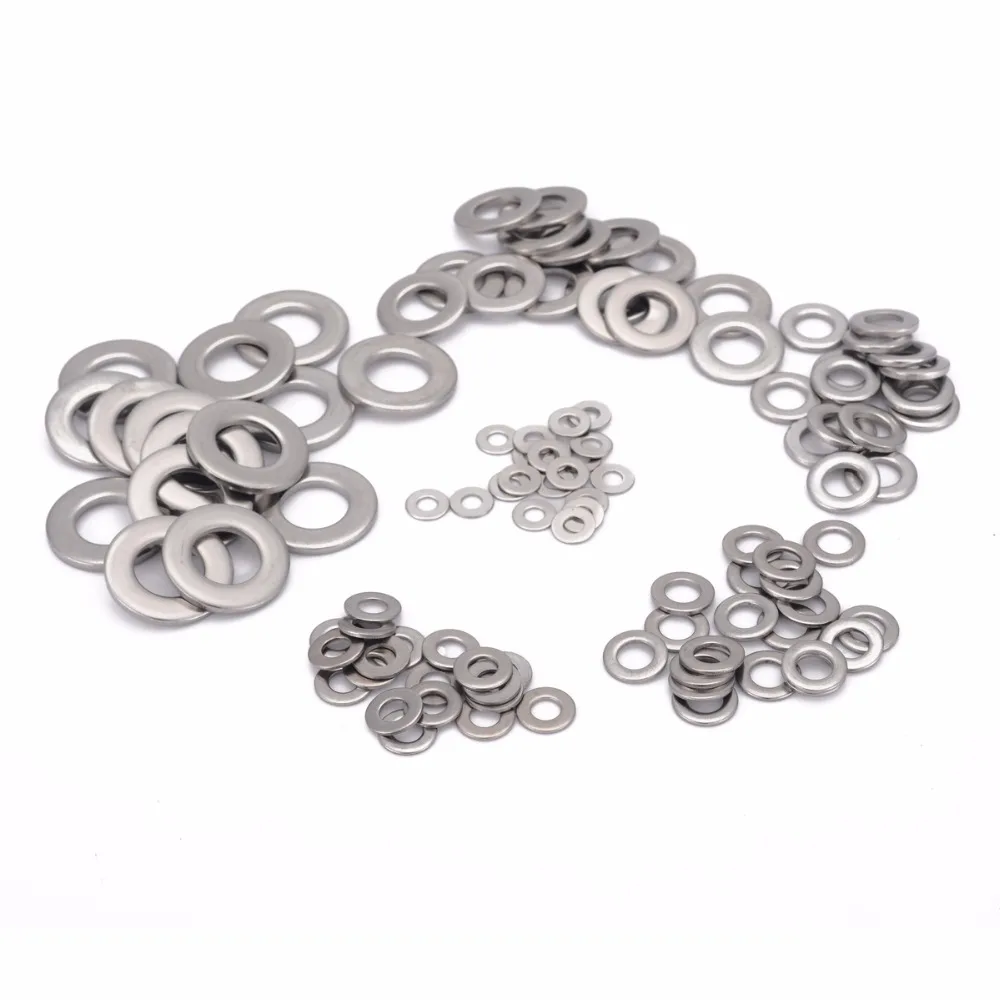 105pcs/set Stainless Steel Flat Washer Metric Flat Washers Assortment