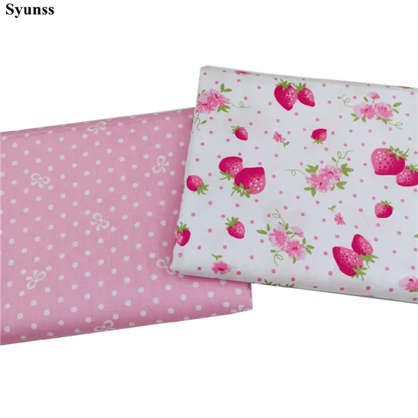 Syunss Strawberry Dot Printed Twill Cotton Fabric DIY Handmade Sewing Patchwork Baby Cloth Bedding Textile Quilting Tilda Tissus - Цвет: 2 designs